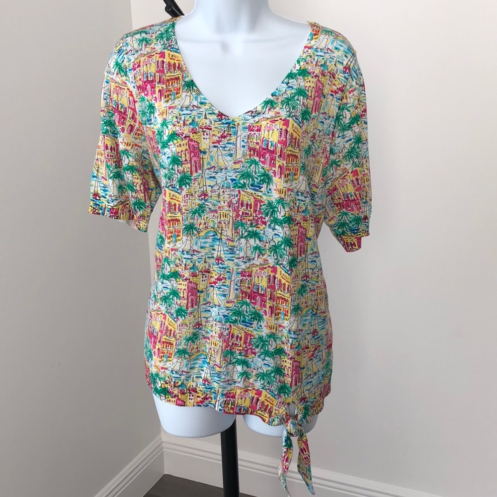Talbots. NWOT v neck tie hem top